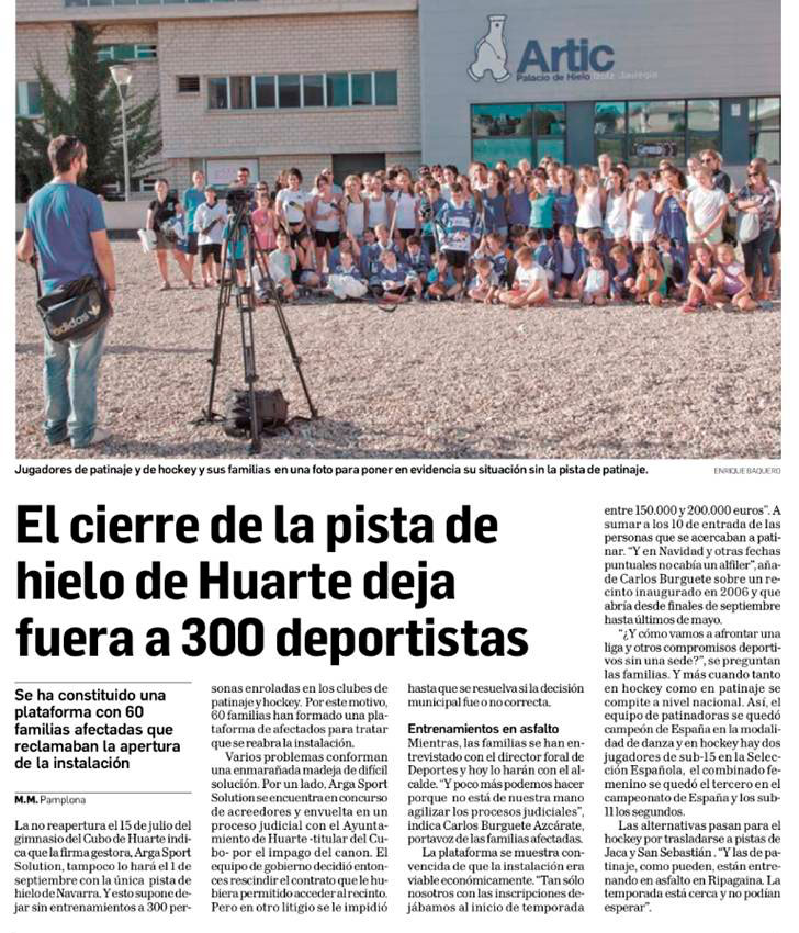 El Ayuntamiento de Huarte pretende reabrir la pista de hielo